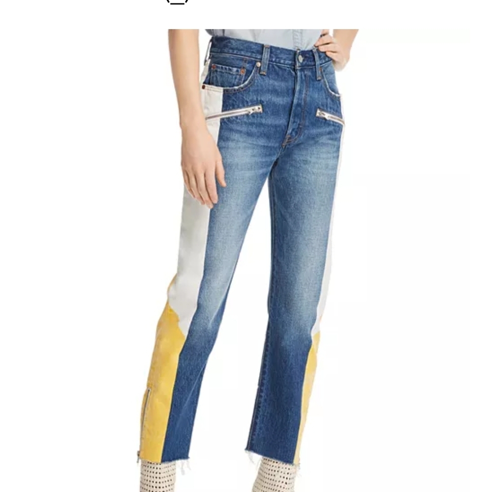 Levi's Women's Straight Leg Jeans - Blue, White, Yellow
